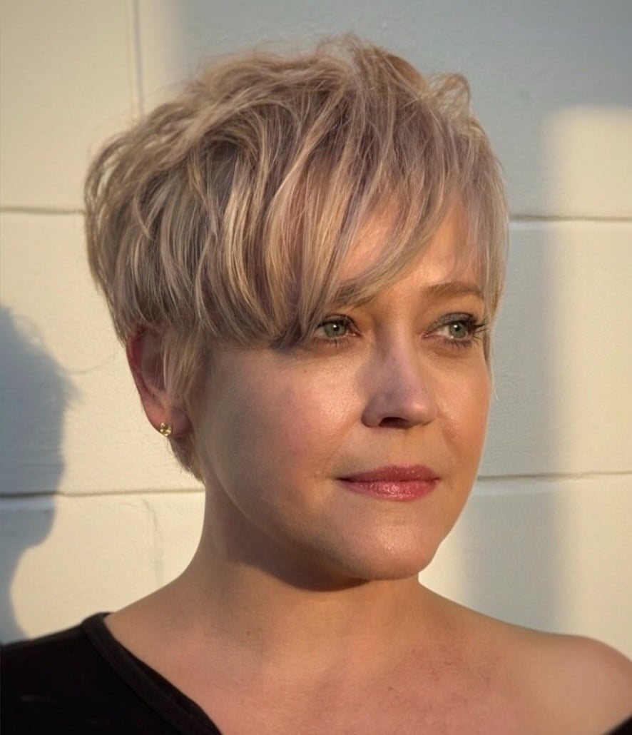 Ash Blonde Pixie With Soft Face-Framing Bangs — Pixie for Fine Hair