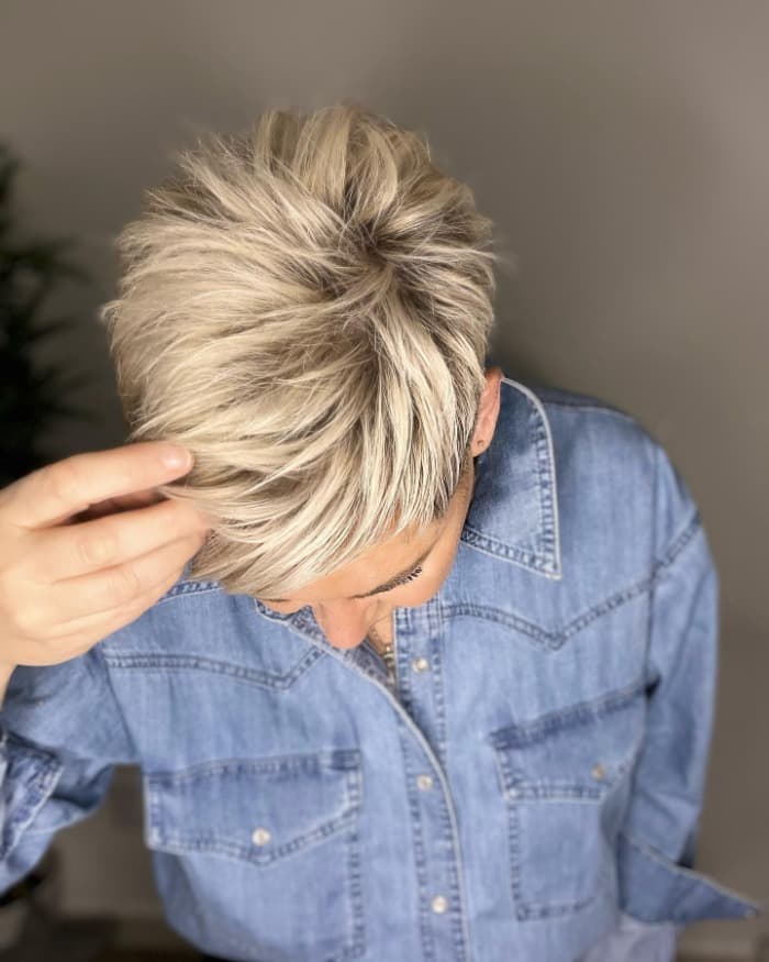 Silver-White Layered Pixie With Blowout — Pixie for Fine Hair