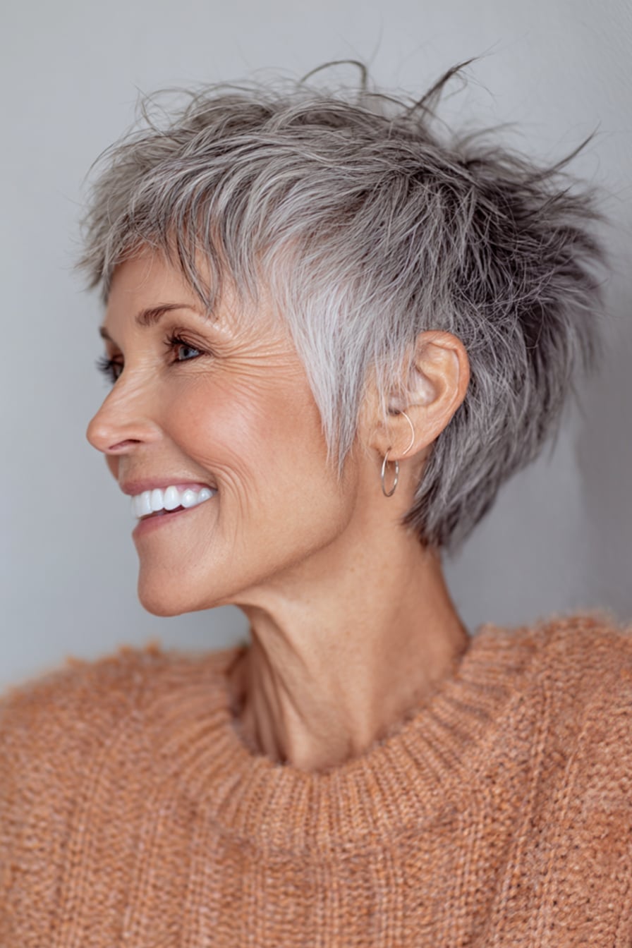 Gray Pixie Shag With Wispy Bangs — Pixie for Fine Hair