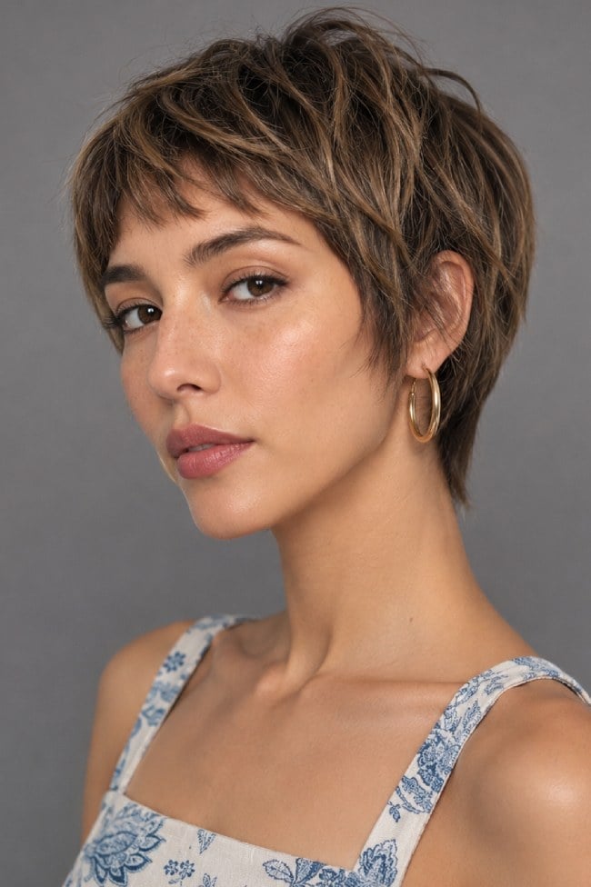 Bronde Ash Toned Pixie With Wispy Fringe — Pixie for Fine Hair