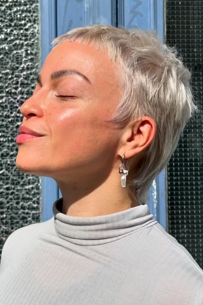 Silver-Blonde Pixie With Micro Fringe — Pixie Haircuts