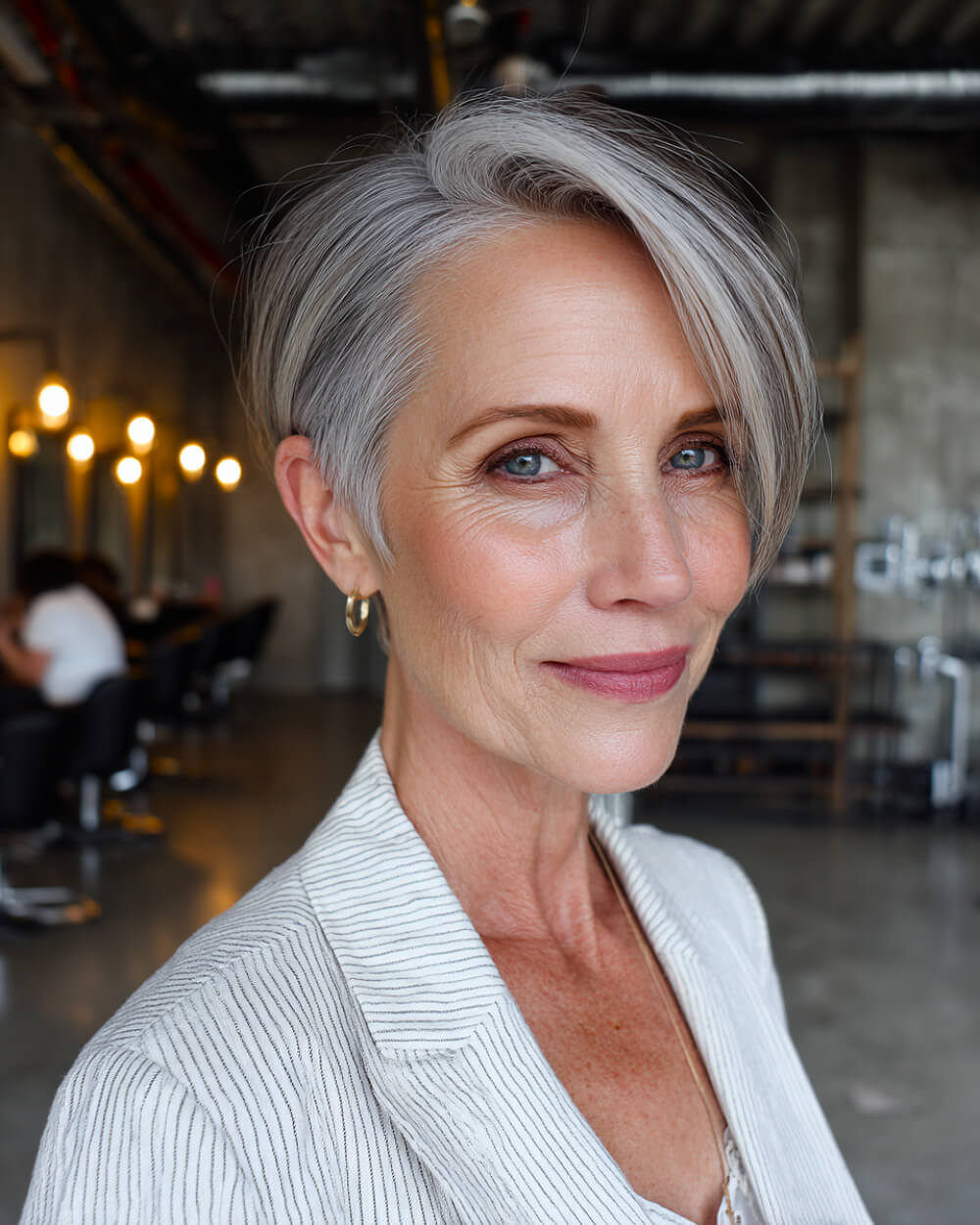 Silver-Gray Pixie With Blended Layers — Pixie Haircuts