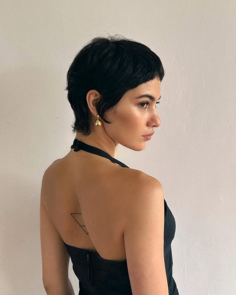 Textured Black Pixie With Short Fringe — Pixie Haircuts