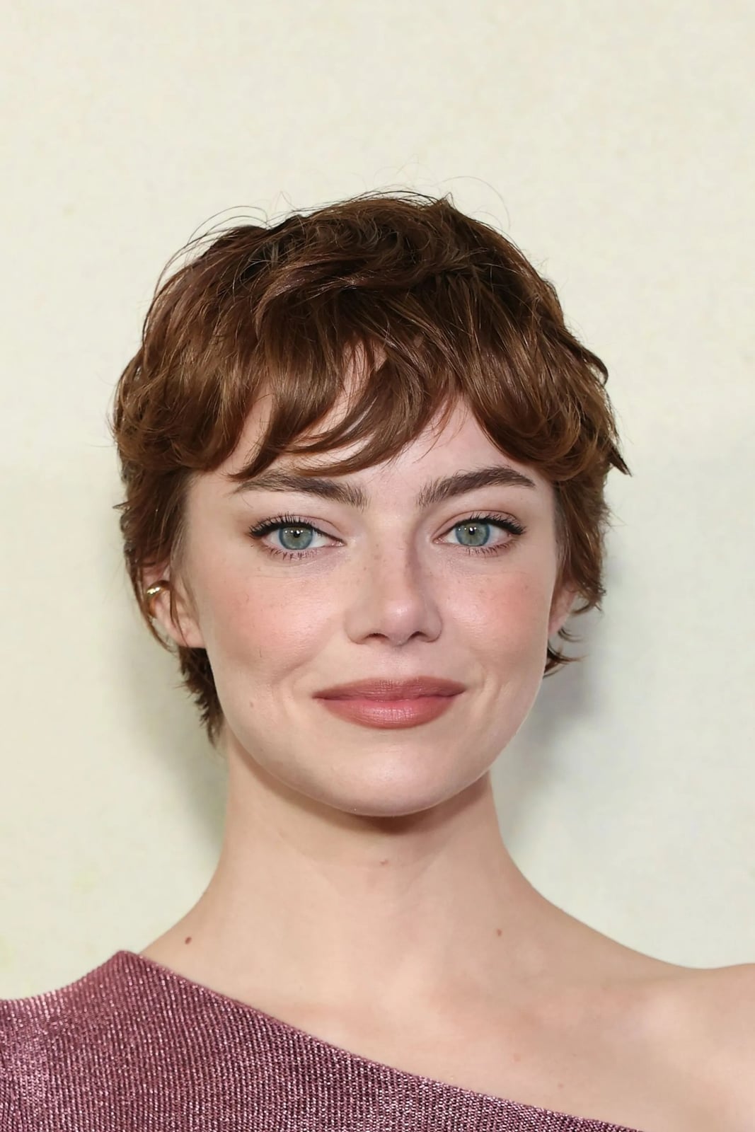Warm Reddish-Brown Pixie With Soft Wavy Bangs — Pixie with Bangs