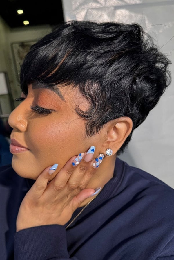 Textured Dark Brown Pixie With Soft Side Bangs — Pixie with Bangs