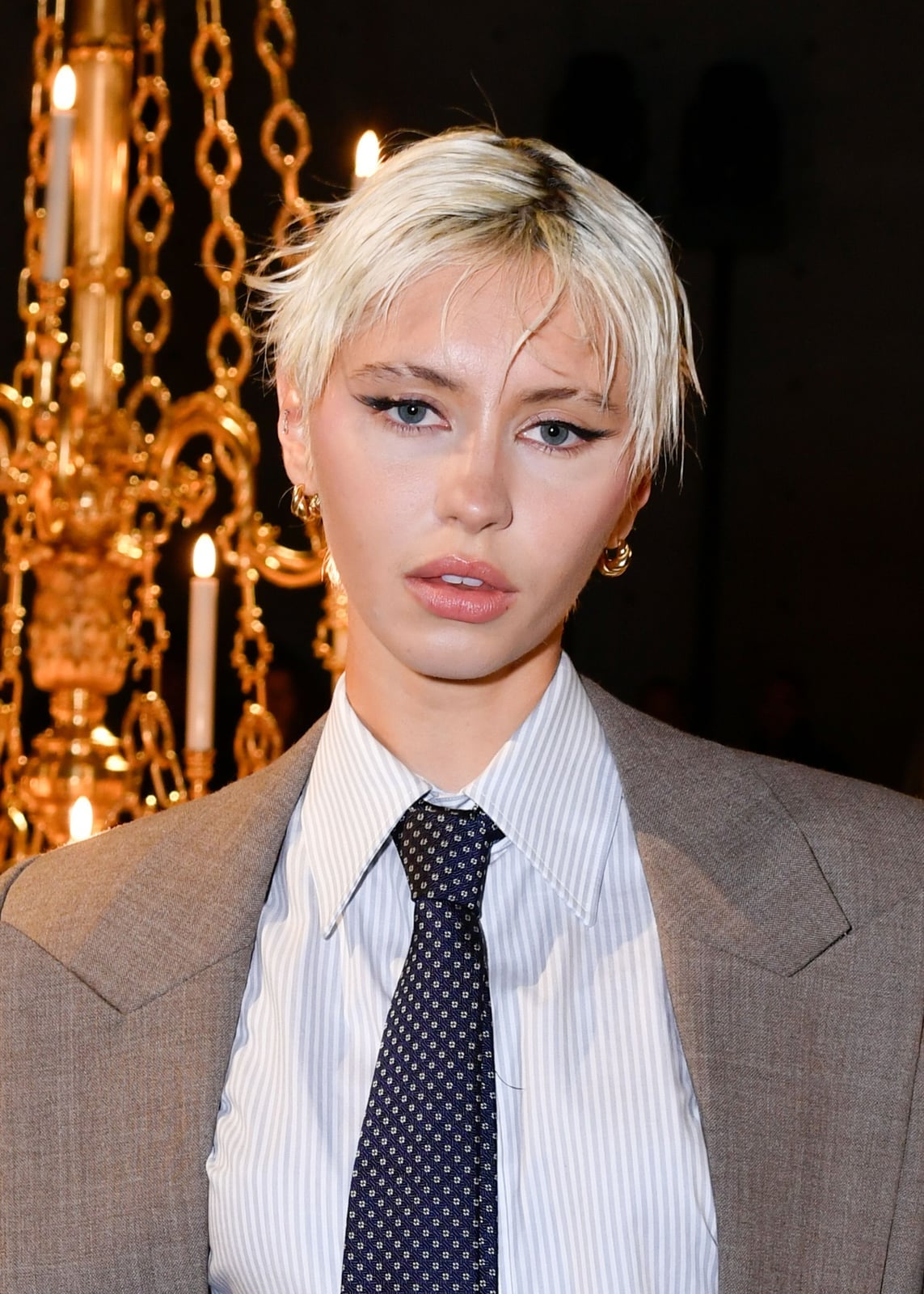 Bleached Blonde Pixie With Wet-Look Bangs — Pixie with Bangs