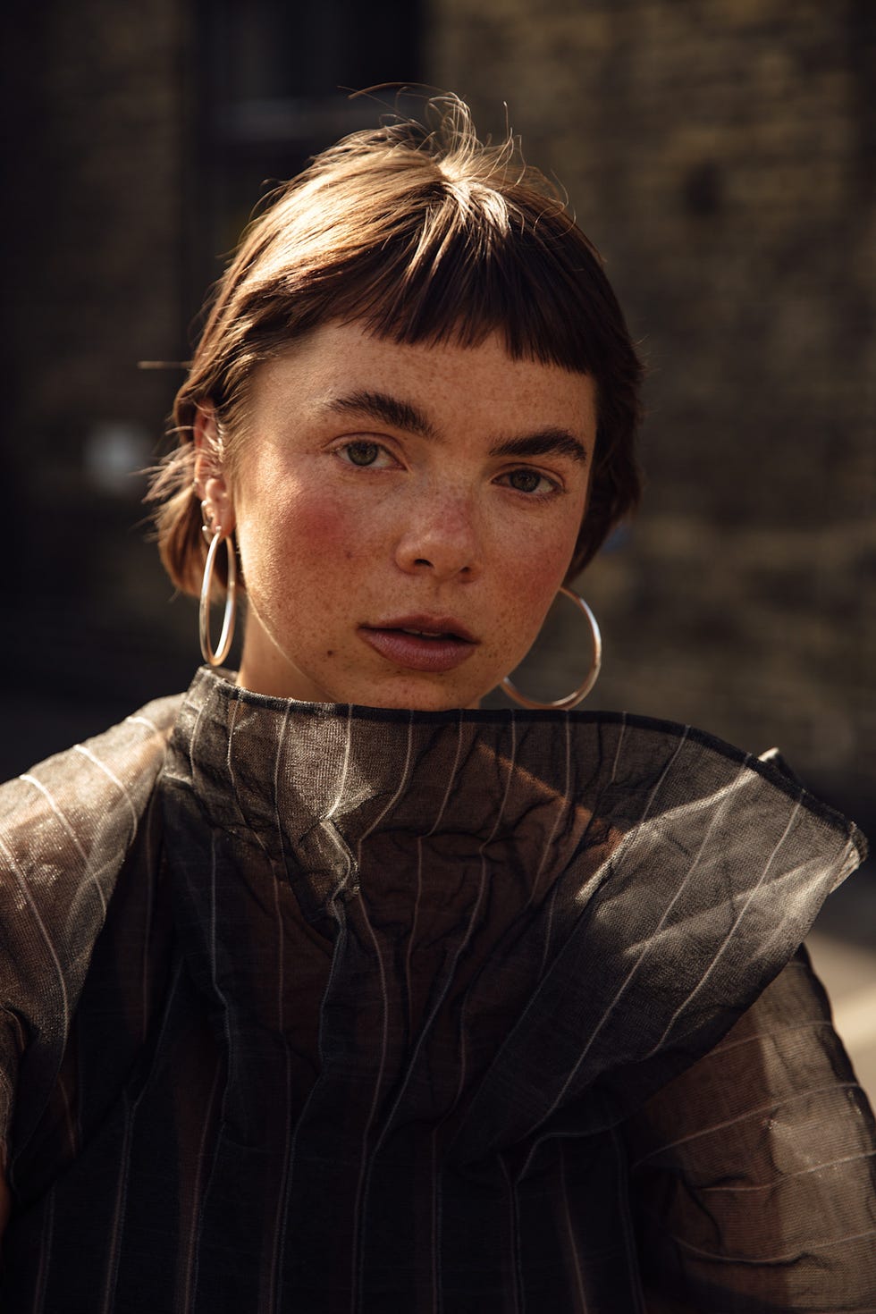 Dark Brown Pixie With Blunt Straight Bangs — Pixie with Bangs