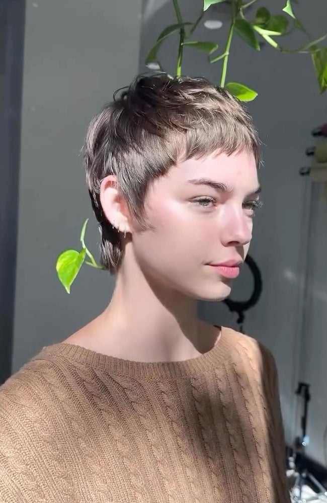 Ash Brown Micro Pixie With Choppy Fringe — Pixie with Bangs