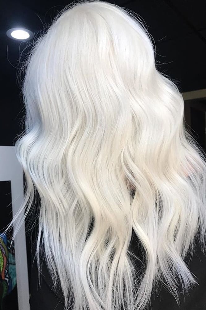Mid-Back Pure Platinum Blonde Waves