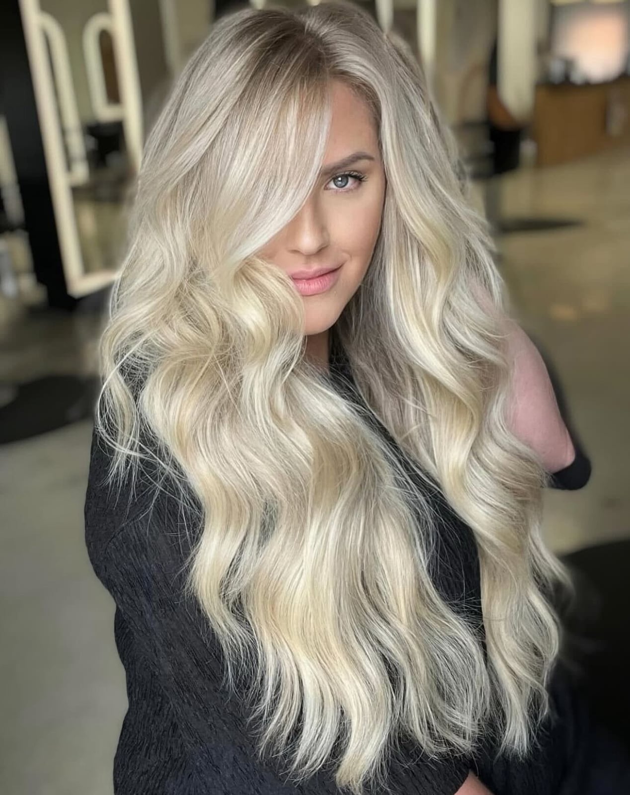 Very Long Platinum With Root Shadow — Platinum Blonde
