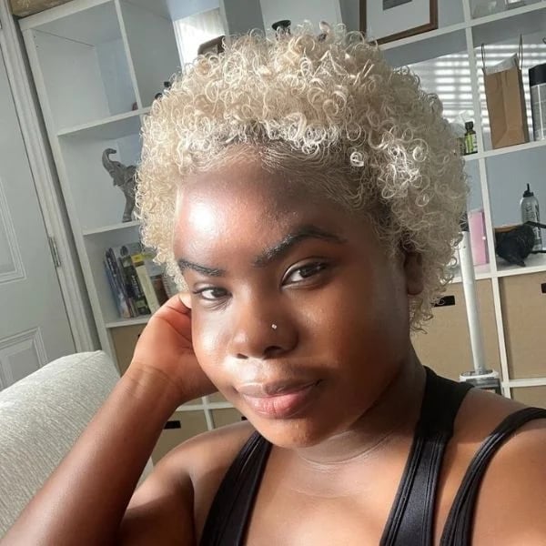 Short Afro Platinum Blonde