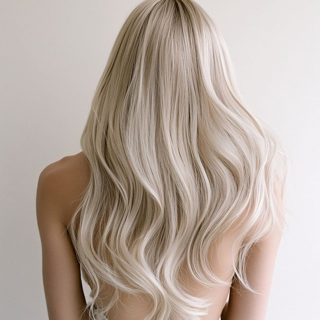 Mid-Back Ash Tone Platinum Blonde Waves