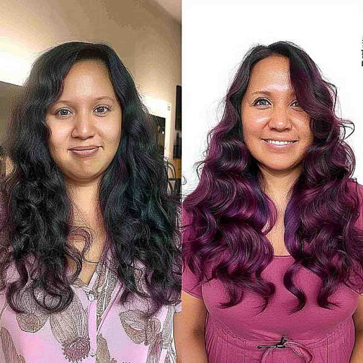 Mid-Back Dark Plum With Subtle Layers — Plum Hair