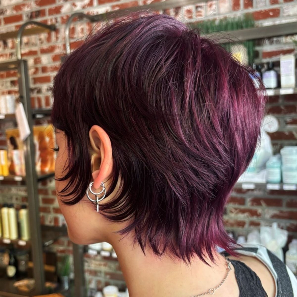 Deep Plum Bob With Side Swept Fringe — Plum Hair
