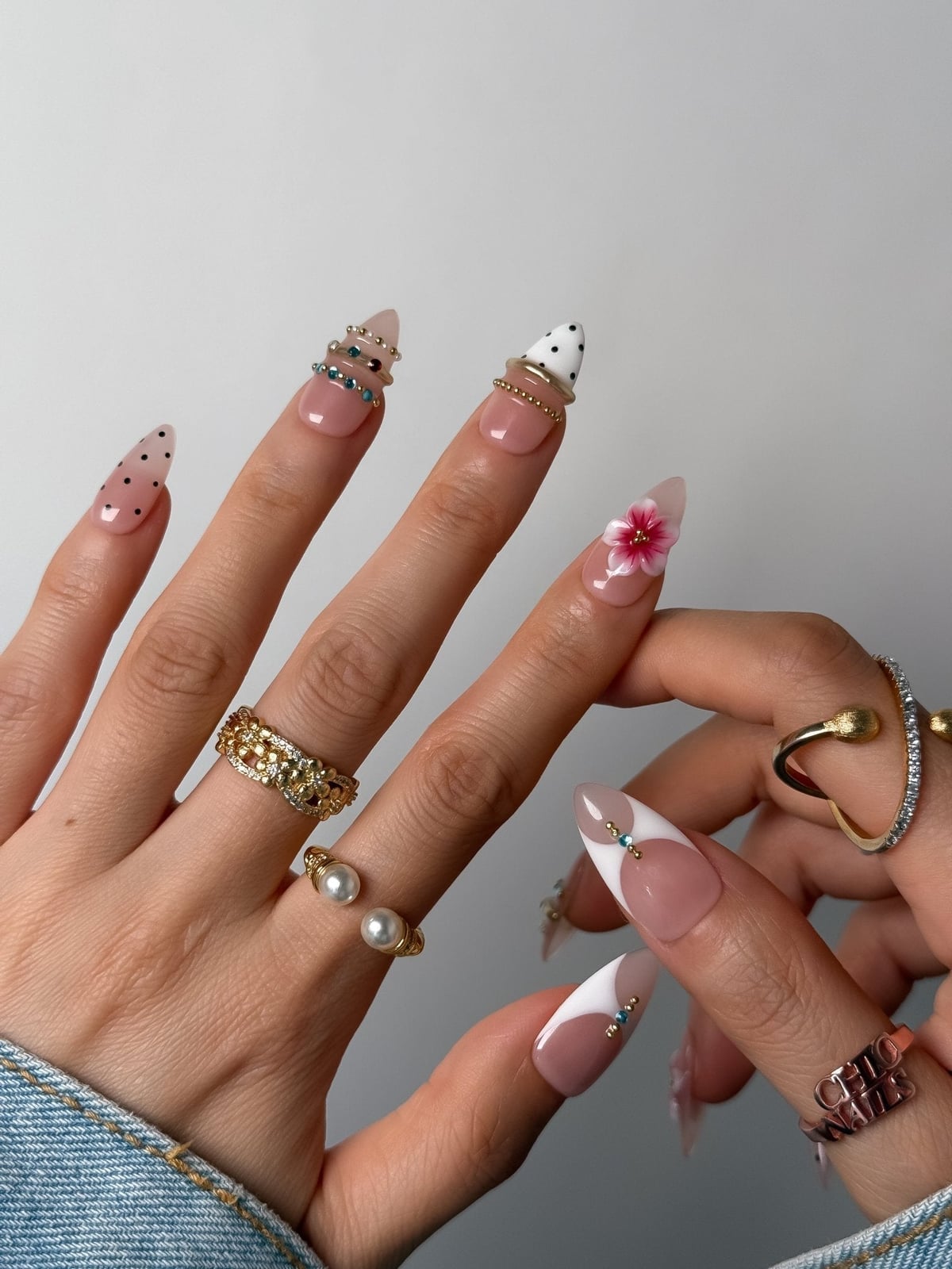 Long Stiletto Pink 3D Flower French Tip Press On Nails Long Stiletto Pink 3D Flower French Tip Press On Nails