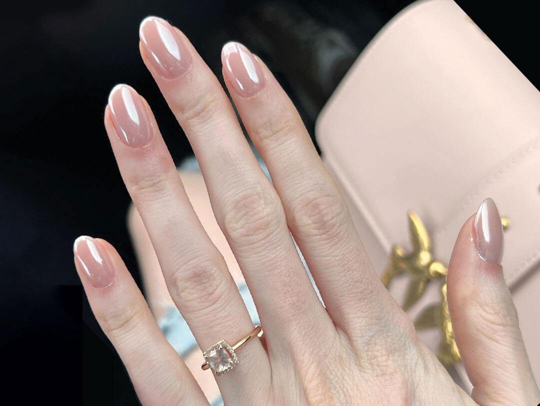 Jelly Milky French Short Oval Nails — Professional Nails