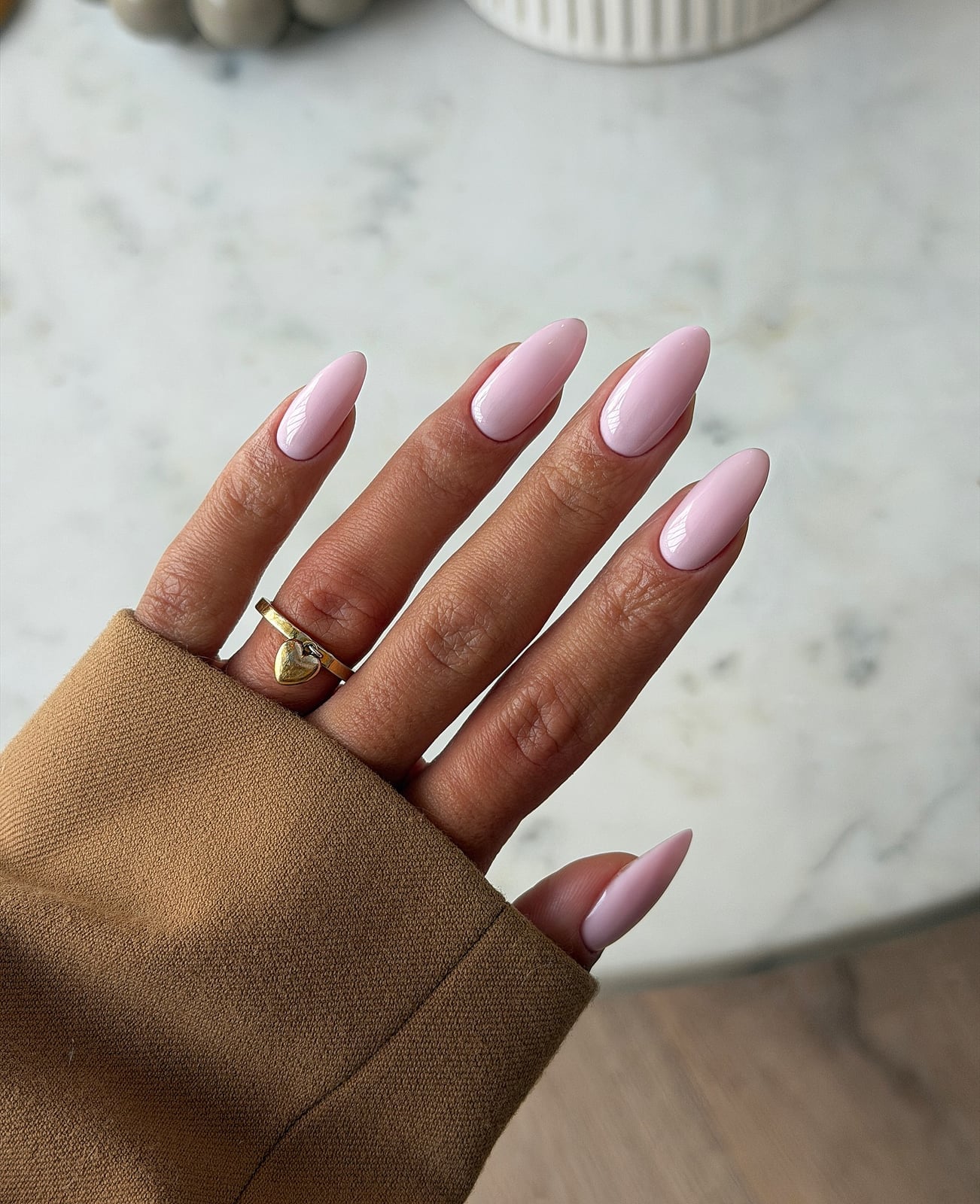 Light Pink Glossy Short Almond Nails — Professional Nails