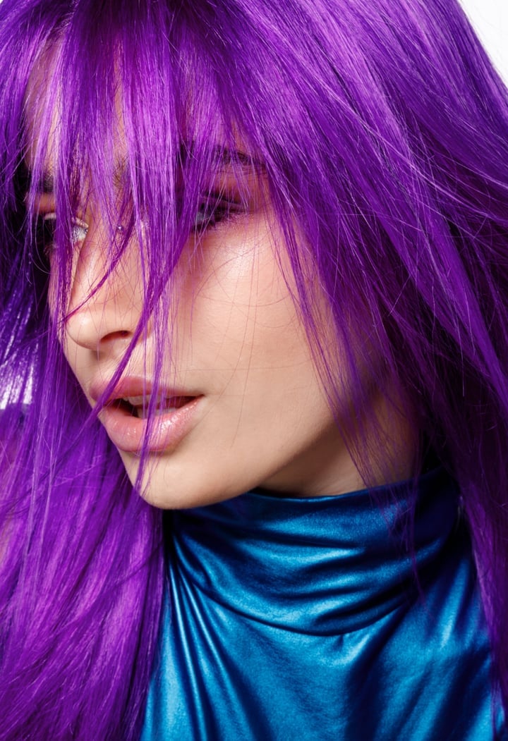 Collarbone Layers With Full Fringe Collarbone Layers With Full Fringe — Purple Hair