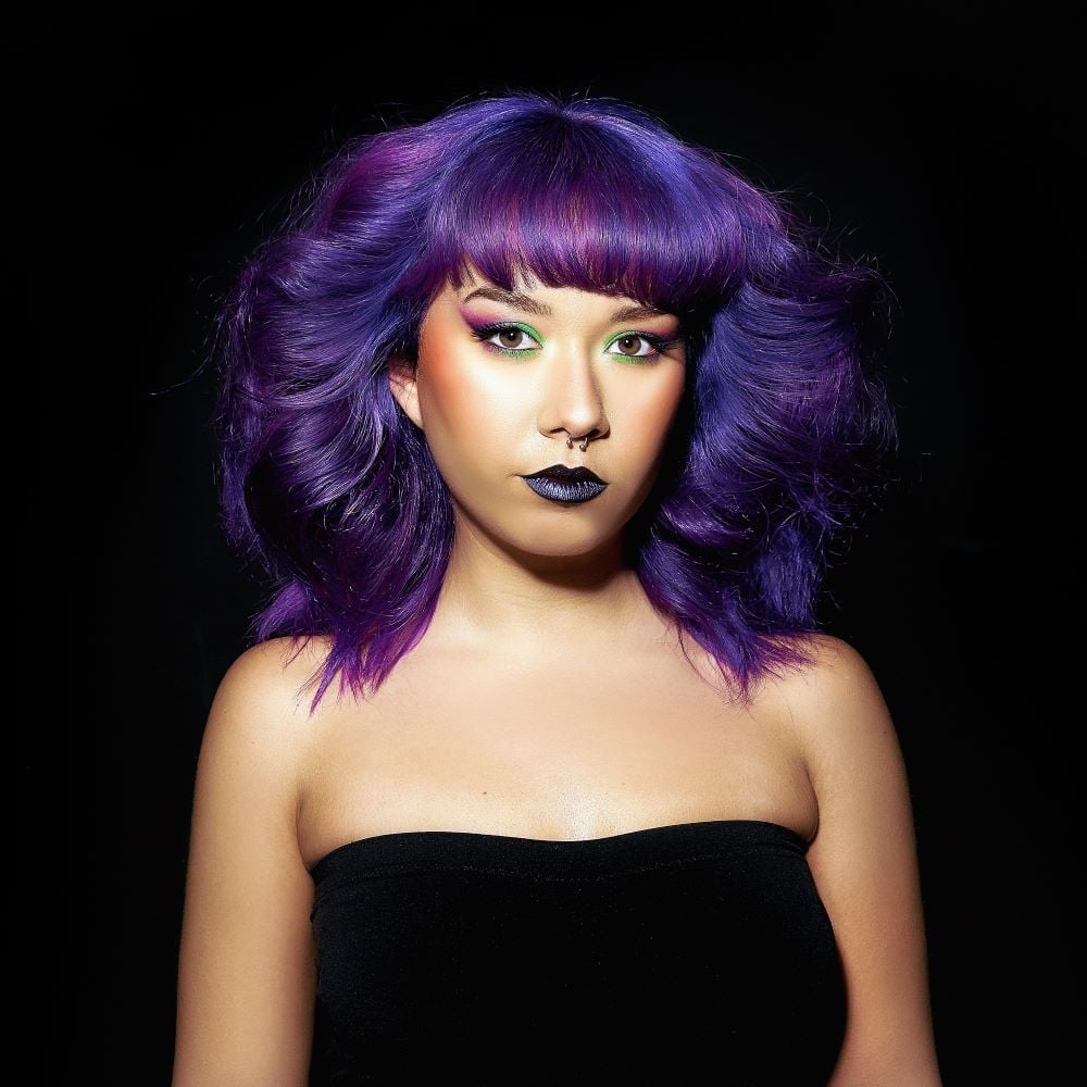Shoulder Length Voluminous Blowout Shoulder Length Voluminous Blowout — Purple Hair