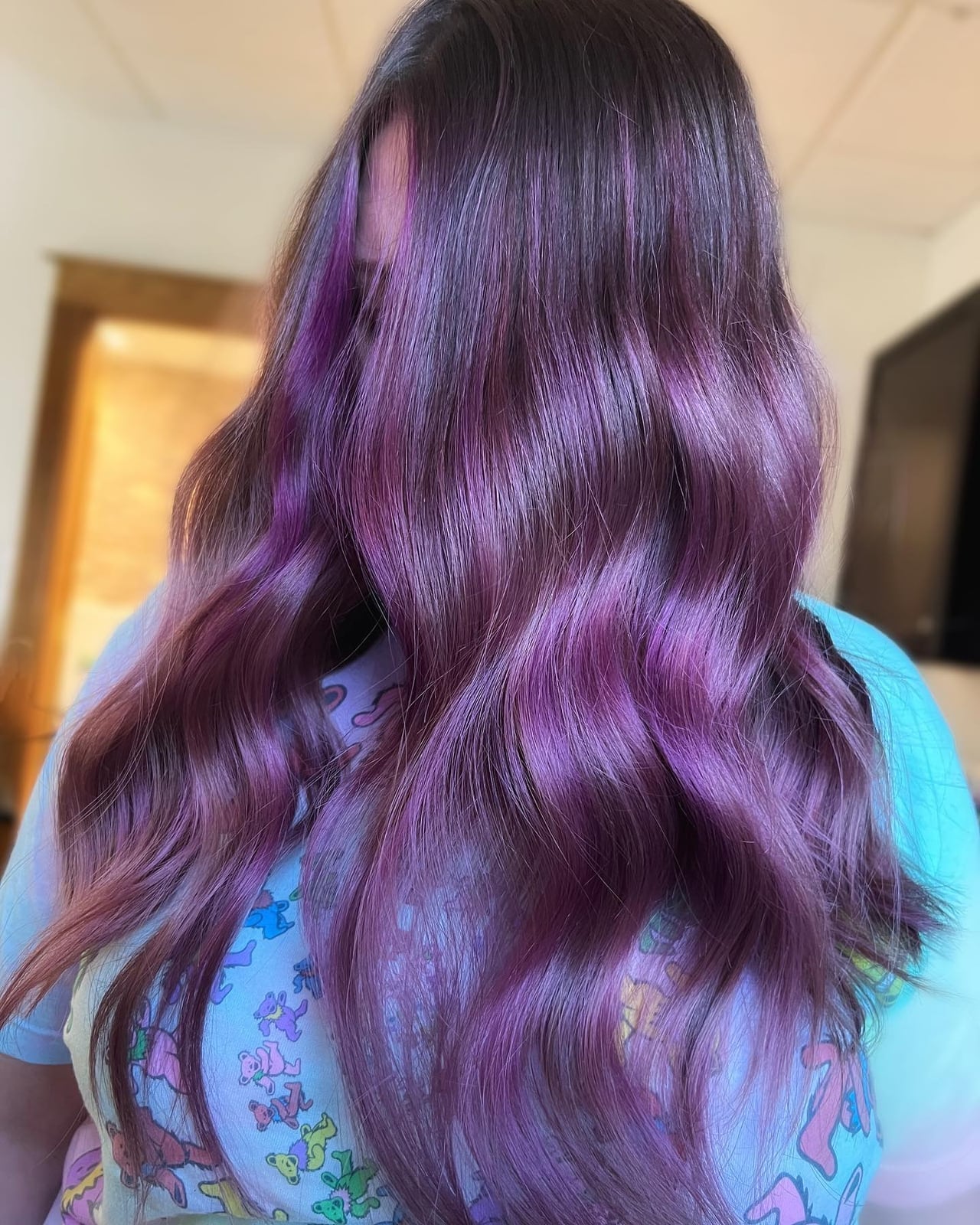Long Hair With Vibrant Purple Highlights Long Hair With Vibrant Purple Highlights — Purple Hair