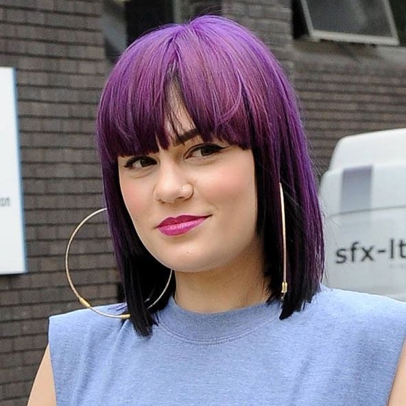 Deep Purple Blunt Bob With Full Bangs Deep Purple Blunt Bob With Full Bangs — Purple Hair