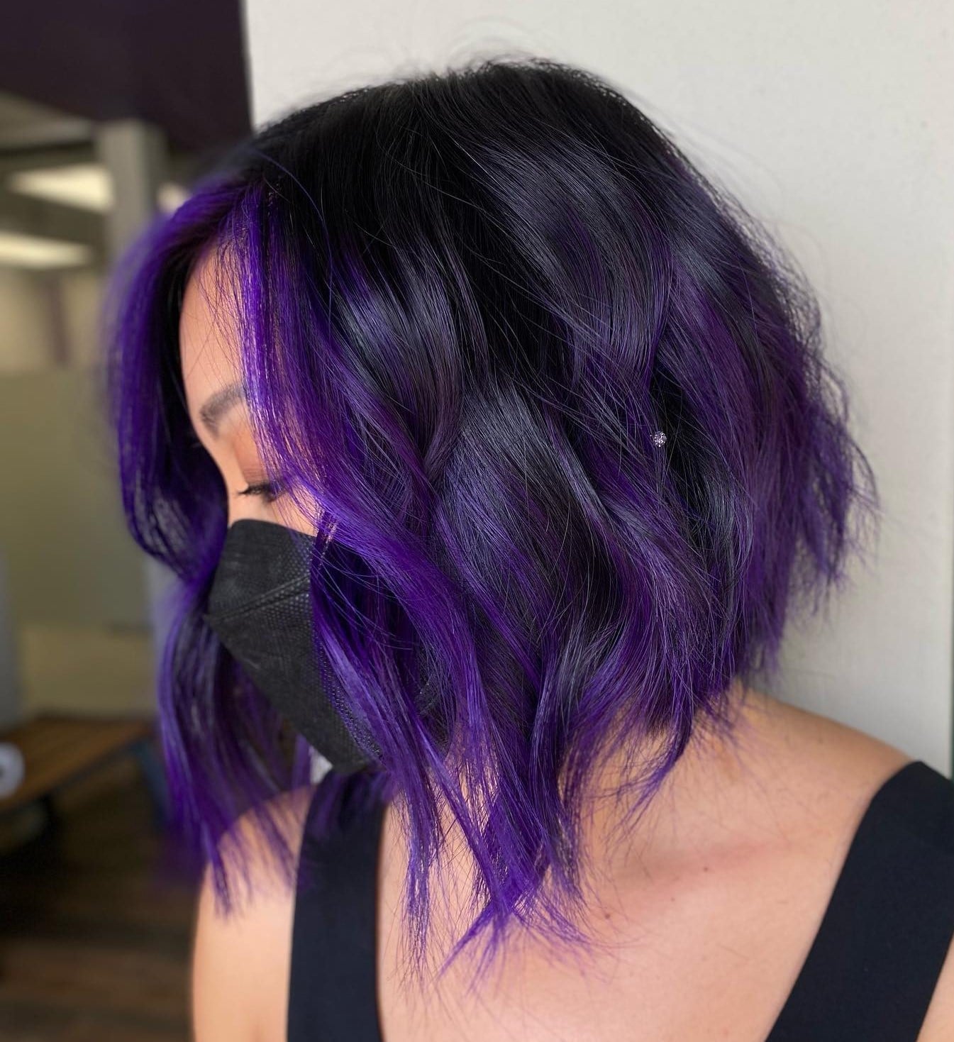 Mid-Back Deep Purple Loose Waves, Wavy Mid-Back Deep Purple Loose Waves, Wavy — Purple Hair