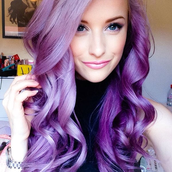 Pastel Purple Collarbone Curls Pastel Purple Collarbone Curls — Purple Hair
