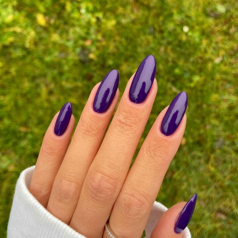 Medium Almond Deep Metallic Violet Shimmer — Purple Nails