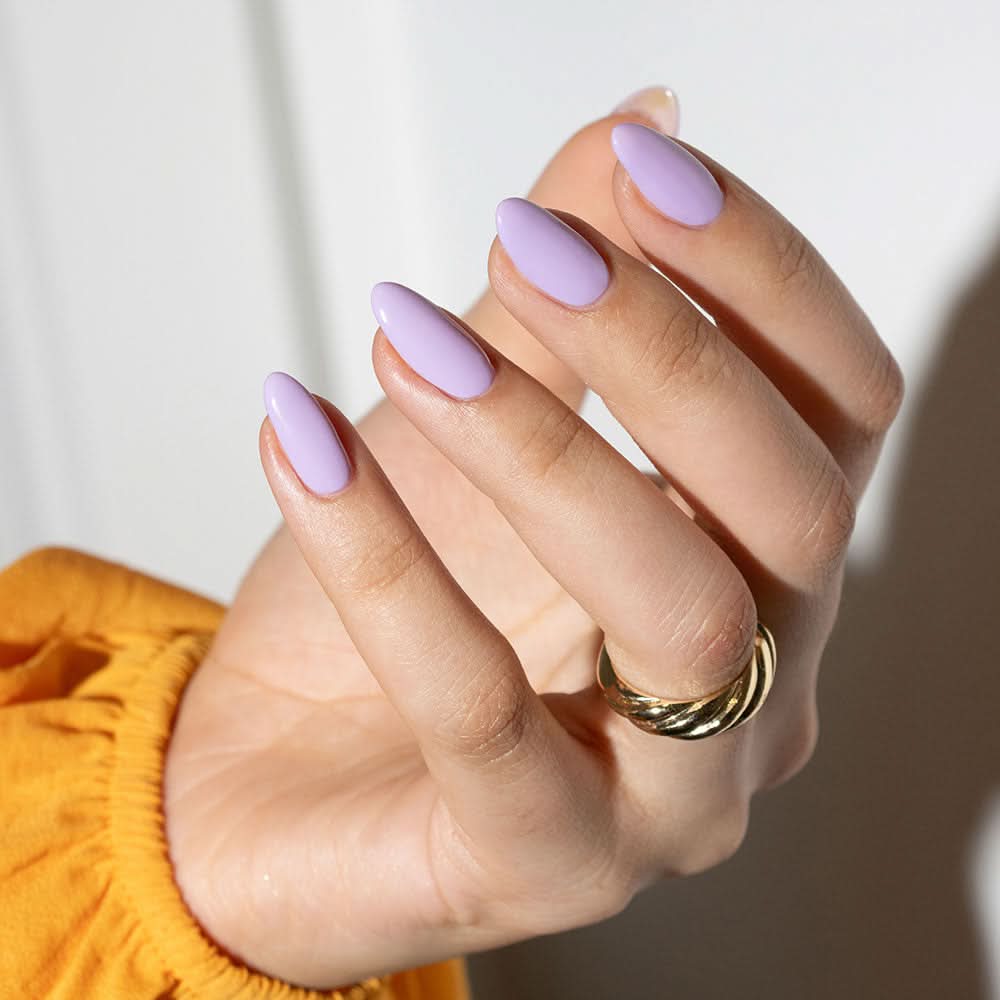 Medium Almond Pastel Lilac Purple Glossy — Purple Nails
