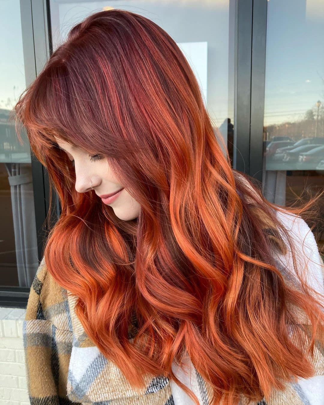 Collarbone Fiery Ginger Balayage Collarbone Fiery Ginger Balayage — Red Hair