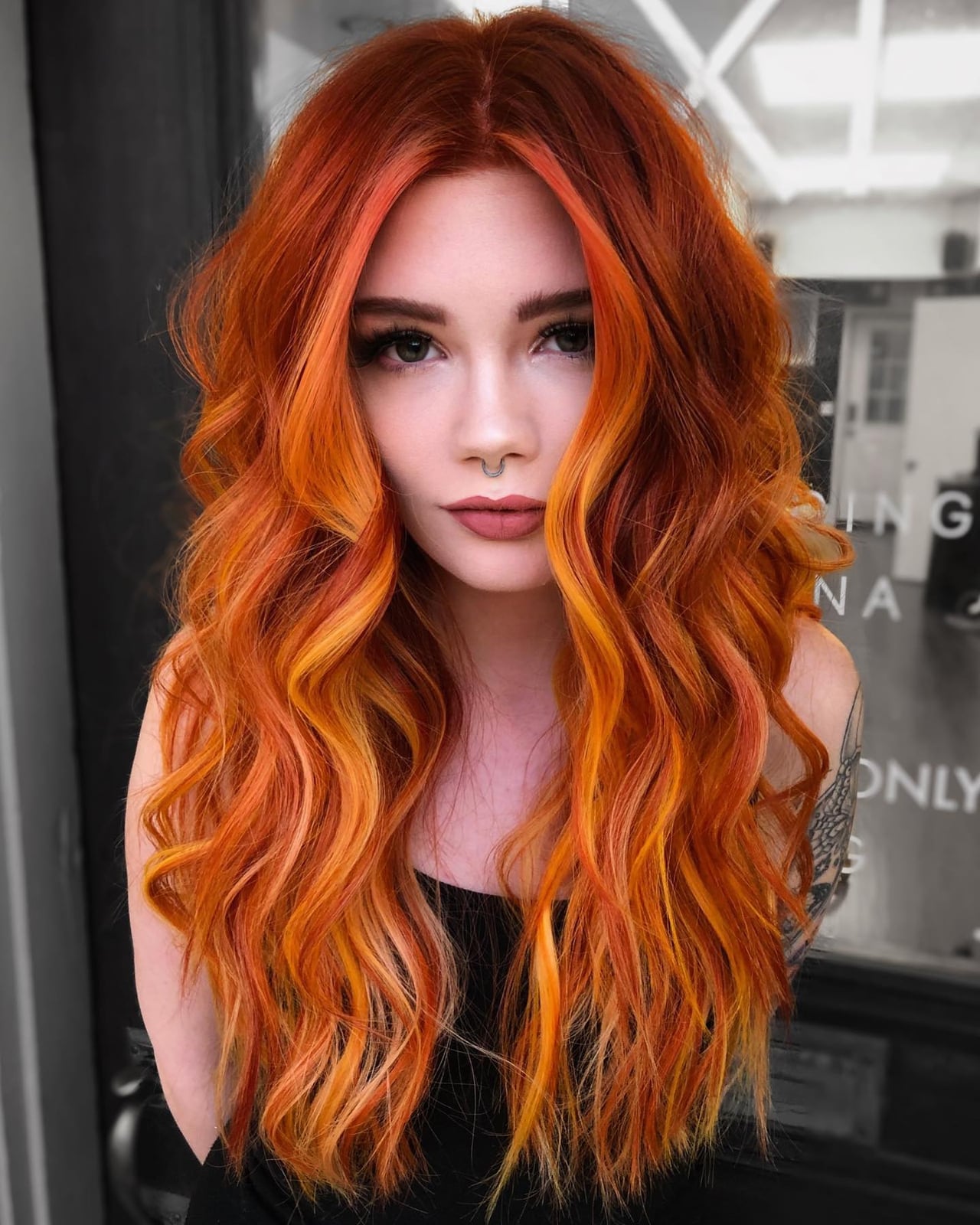 Fiery Ginger With Bright Yellow Balayage Fiery Ginger With Bright Yellow Balayage — Red Hair