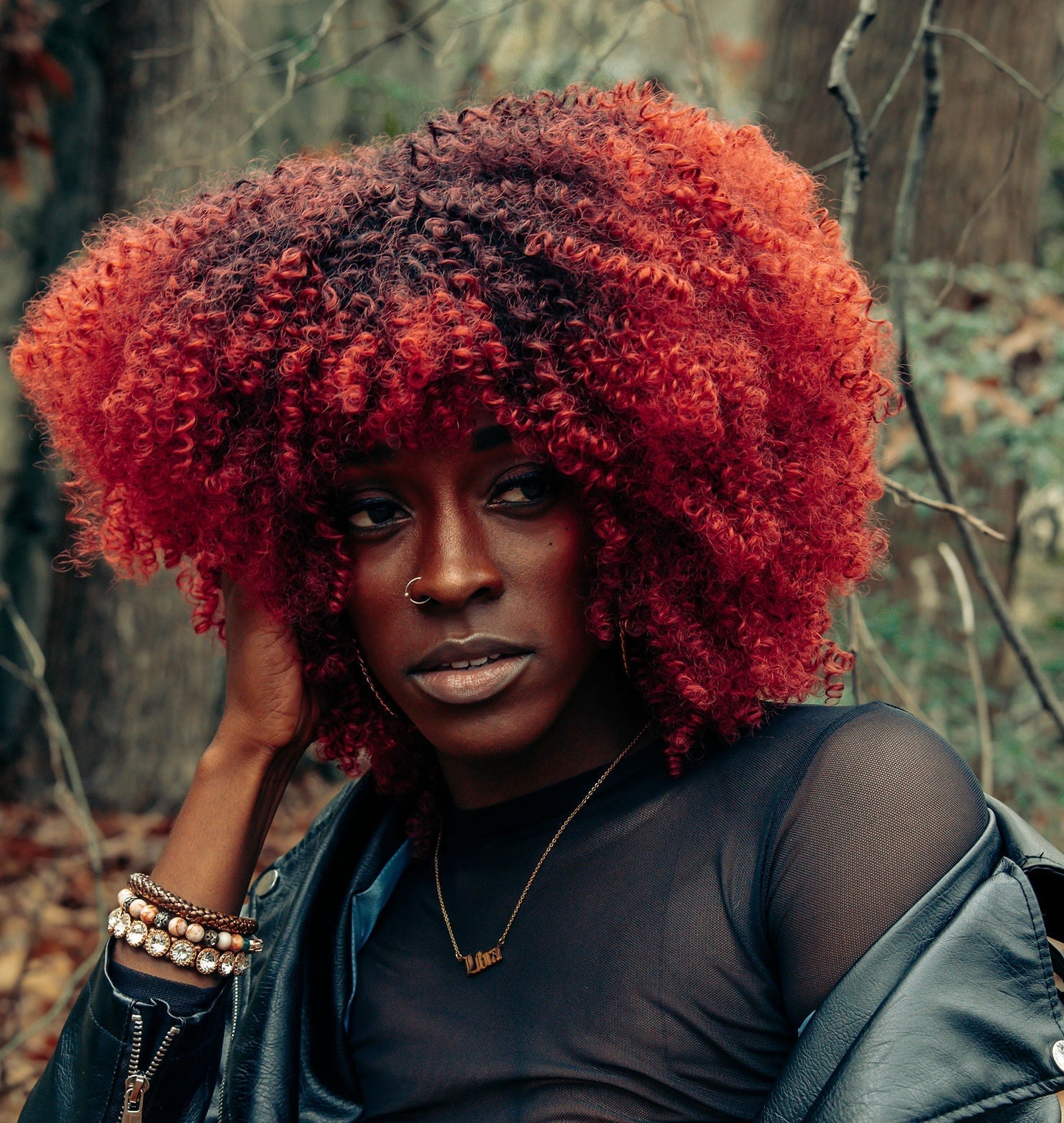 Fiery Red Mid-Back Curls With Dark Roots Fiery Red Mid-Back Curls With Dark Roots — Red Hair Colors