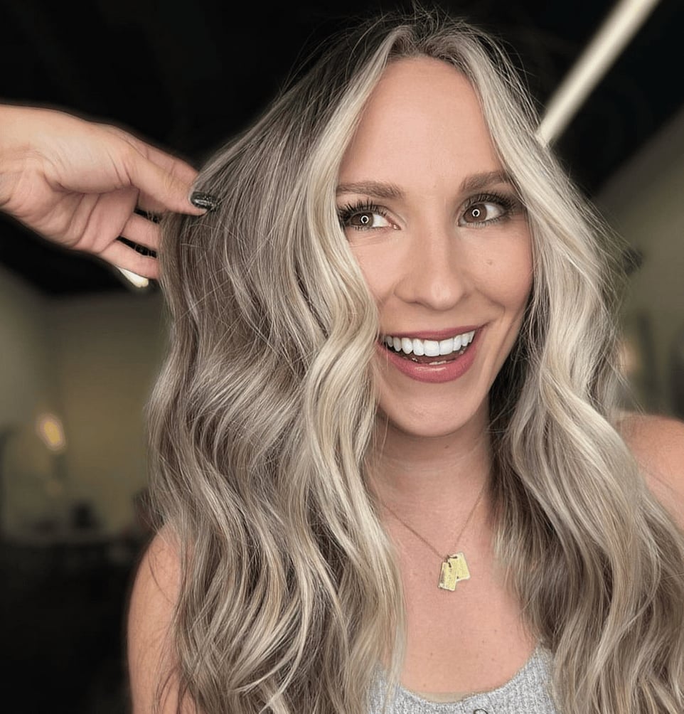 Ash Blonde Balayage Long Wavy Blowout Ash Blonde Balayage Long Wavy Blowout — Reverse Balayage