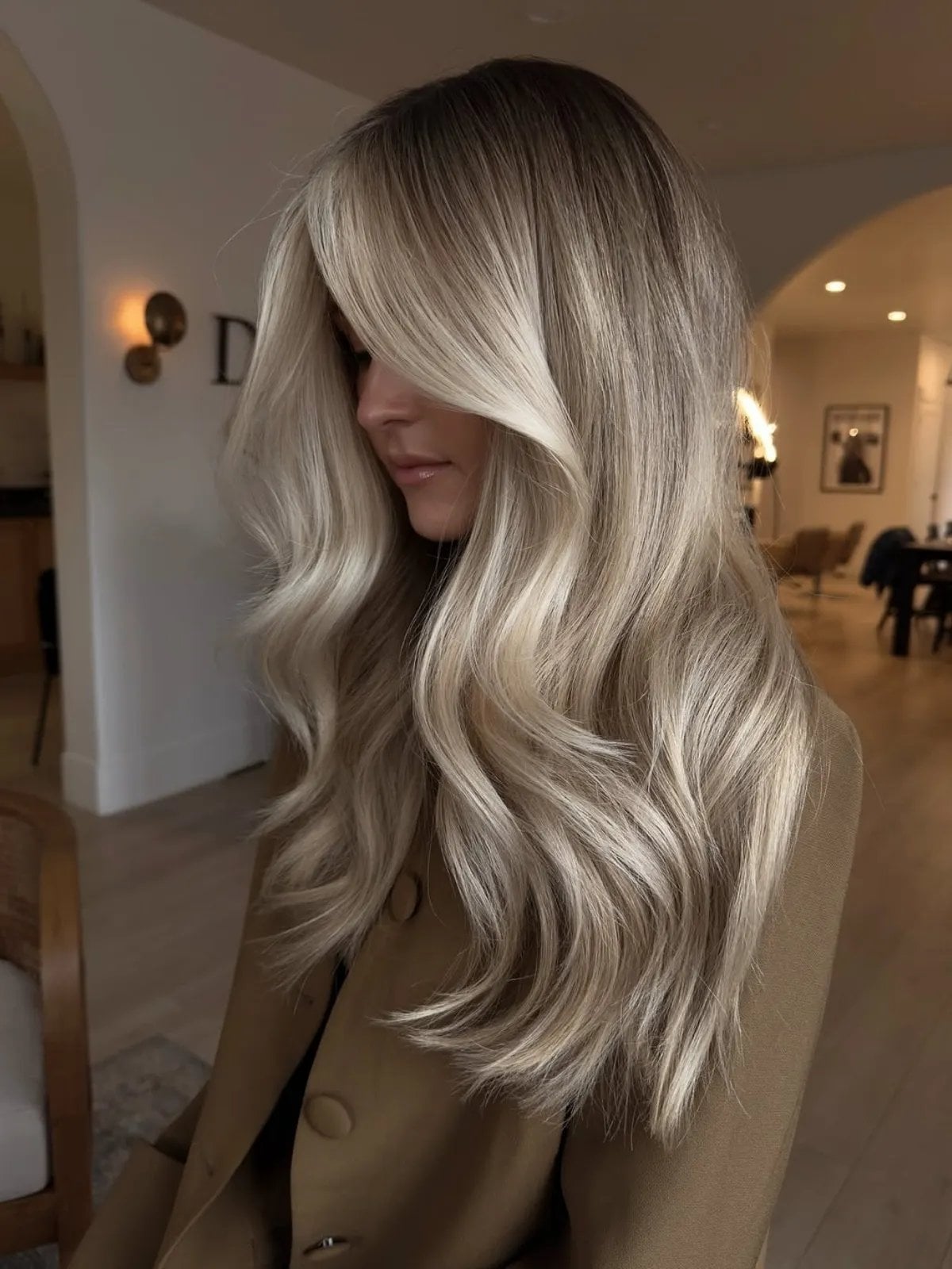 Mid-Back Rooted Blonde With Ash Highlights Mid-Back Rooted Blonde With Ash Highlights