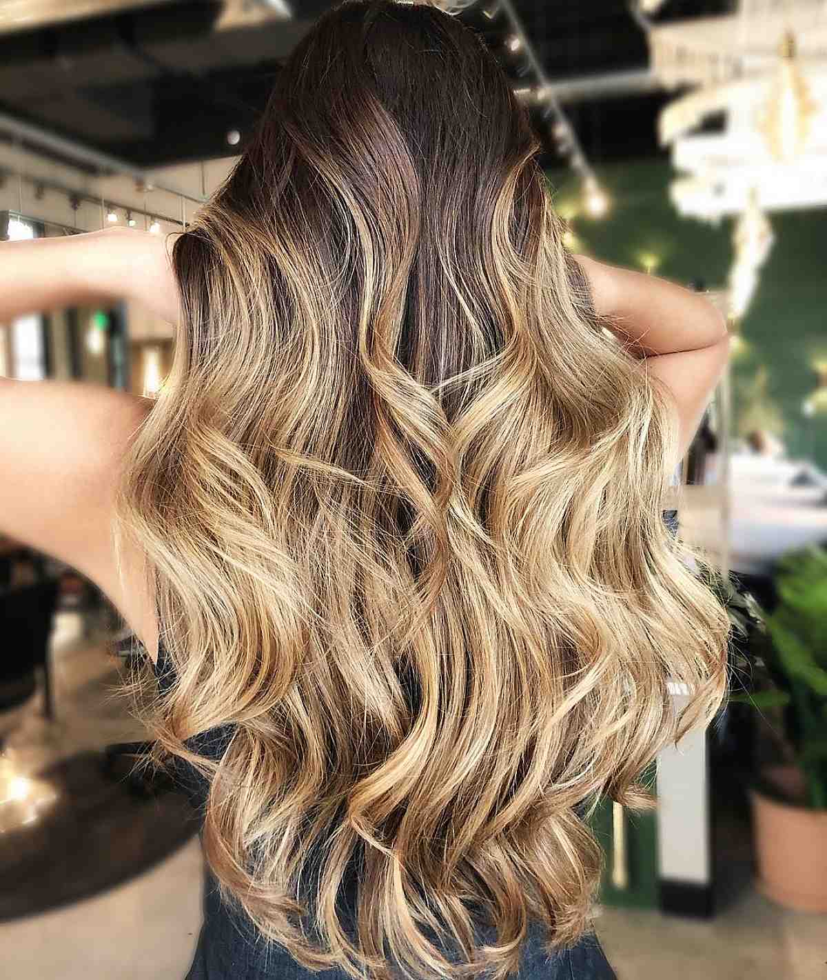 Mid-Back Blonde Balayage From Behind Mid-Back Blonde Balayage From Behind — Rooted Blonde