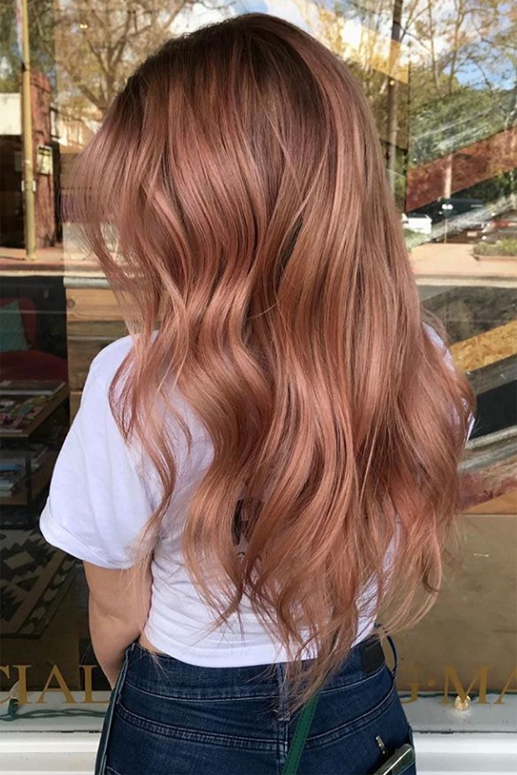 Rich Rose Gold Mid-Back Waves — Rose Gold Hair