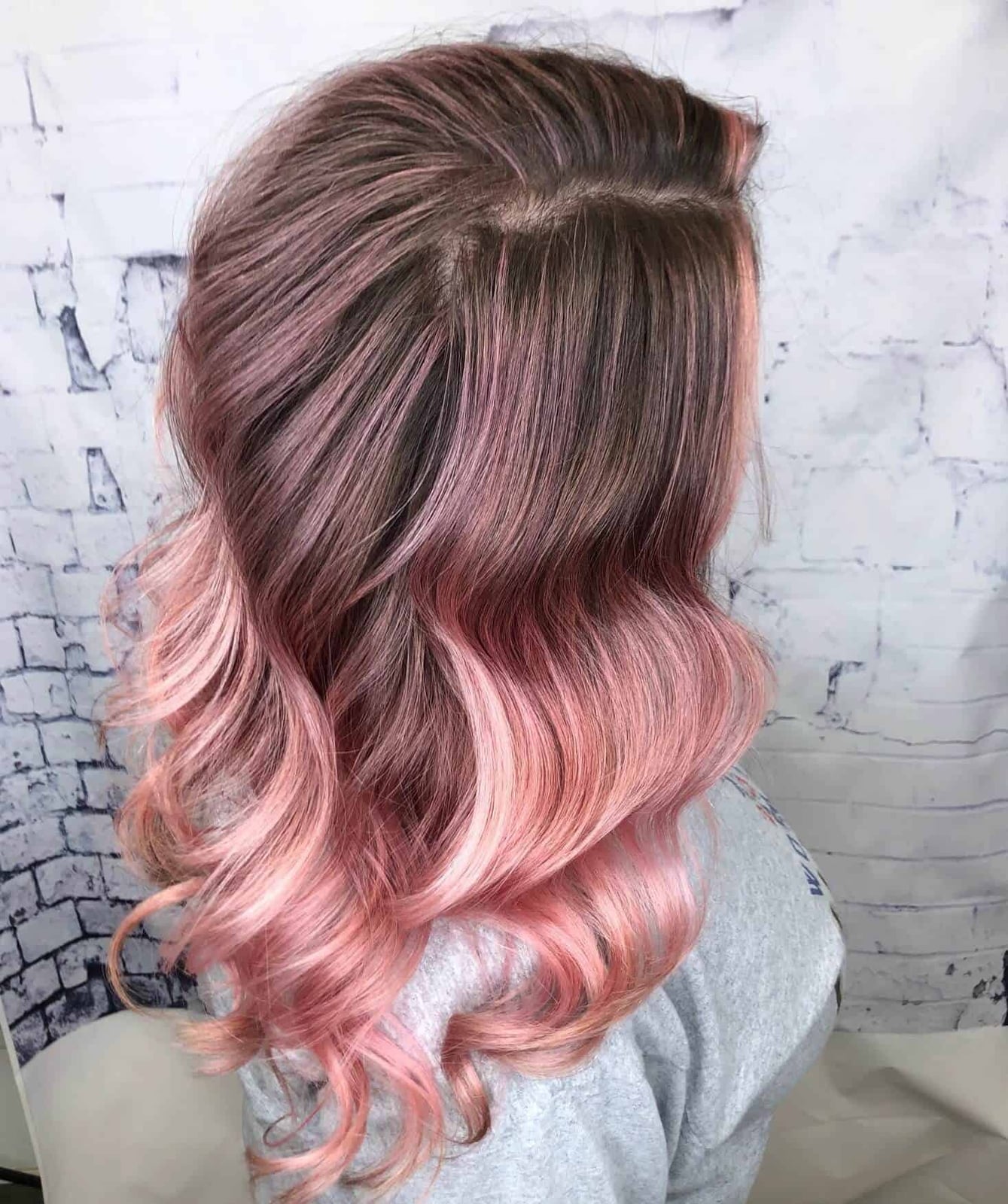Shoulder Length Rose Gold Ombre Waves — Rose Gold Hair