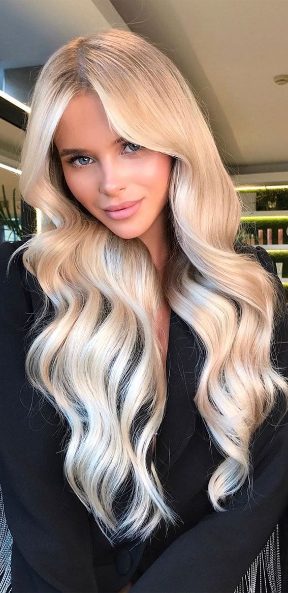 Mid-Back Waves With Ash Undertones Mid-Back Waves With Ash Undertones — Scandi Blonde