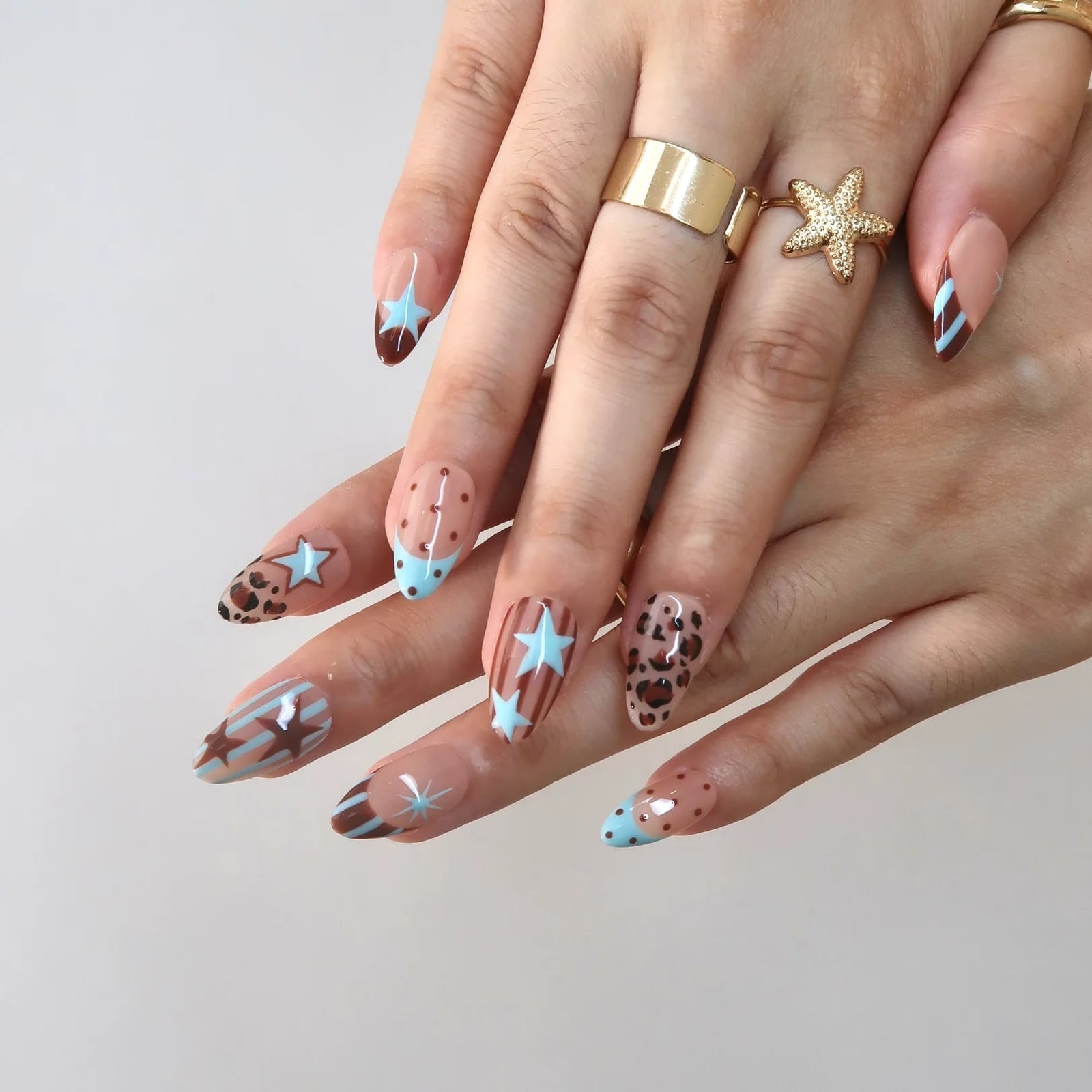 Medium Almond Mixed Media School Theme Nails — School Nails