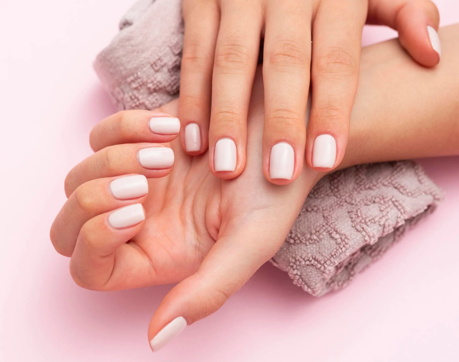 Uniform Glossy Pale Pink Short Square Nails — School Nails