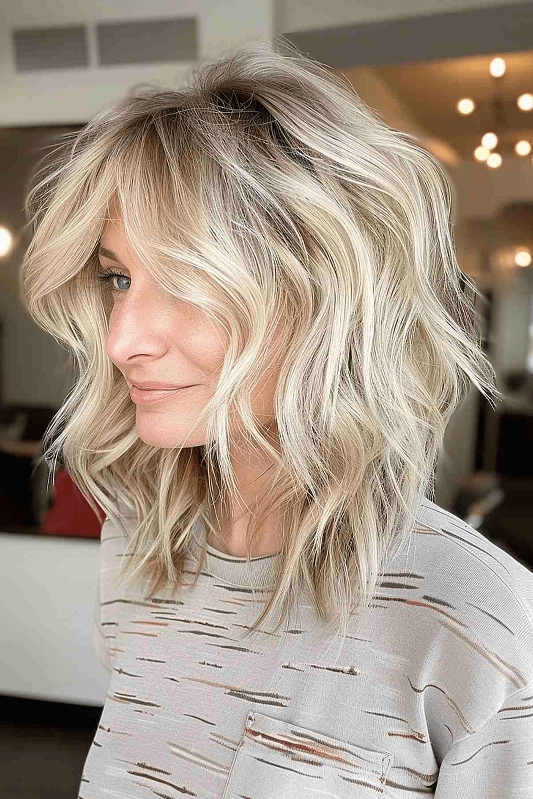 Collarbone Ash Blonde Shag With Balayage — Shag Haircut