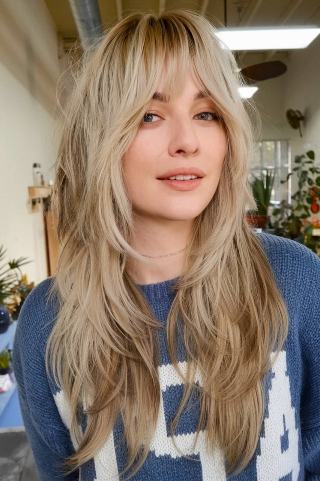 Ash Blonde Collarbone Shag With Textured Waves — Shag Haircut