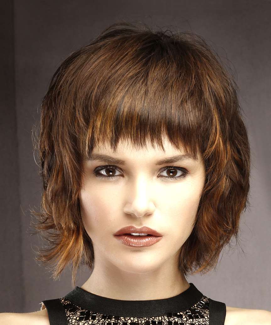 Dark Brown Shaggy Bob With Layered Bangs, Wavy Dark Brown Shaggy Bob With Layered Bangs, Wavy