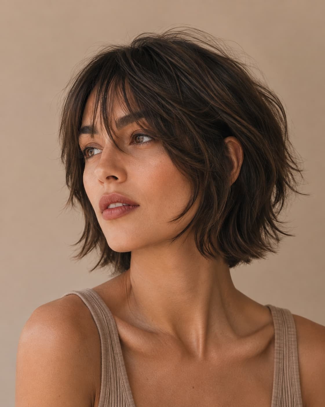 Collarbone Shaggy Bob With Face Framing Bangs Collarbone Shaggy Bob With Face Framing Bangs