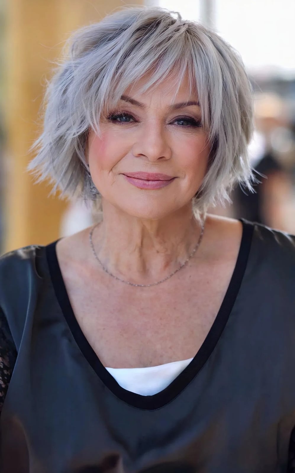 Choppy Gray Shag With Silver Highlights — Short Haircuts