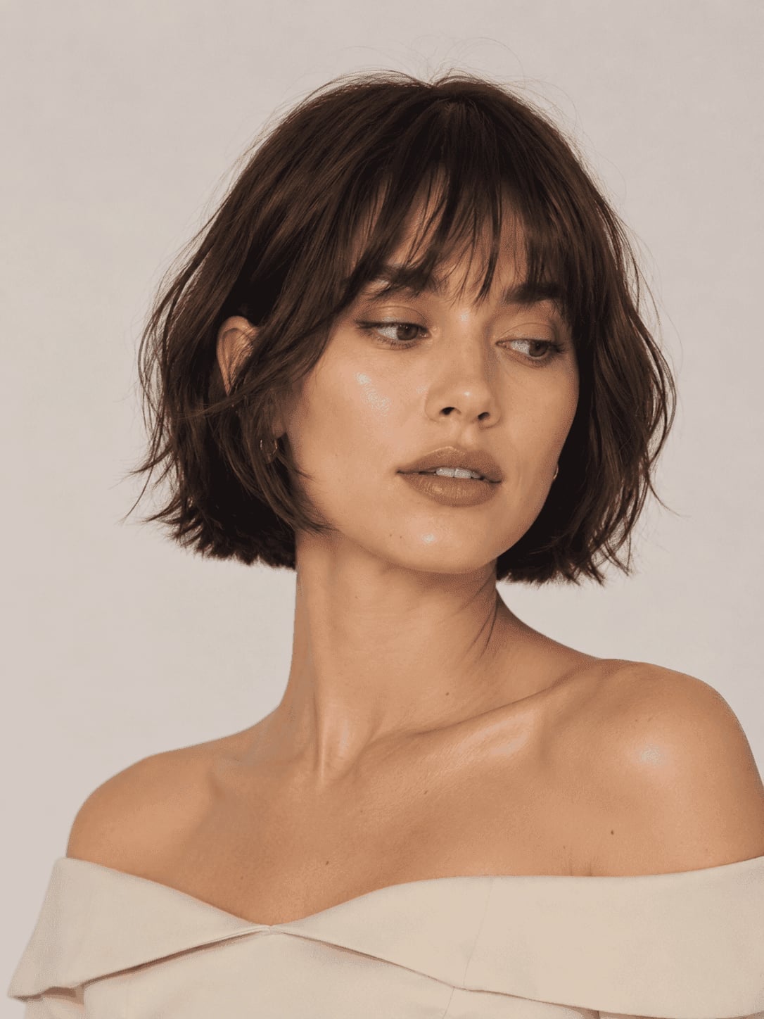 Dark Brown Bob With Layers And Short Bangs — Short Haircuts