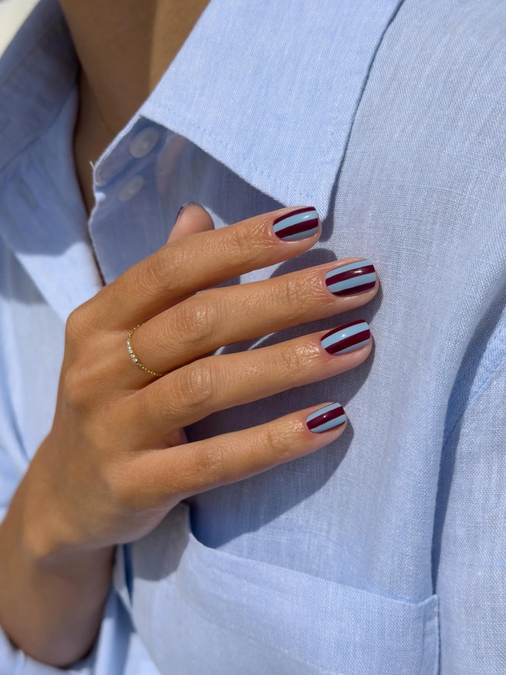 Bold Stripe Short Square Nails Bold Stripe Short Square Nails — Short Nails