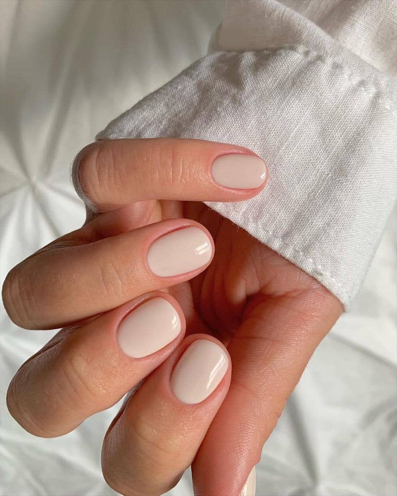 Minimalist Sheer Nude Short Oval Nails, Glossy Minimalist Sheer Nude Short Oval Nails, Glossy — Short Nails