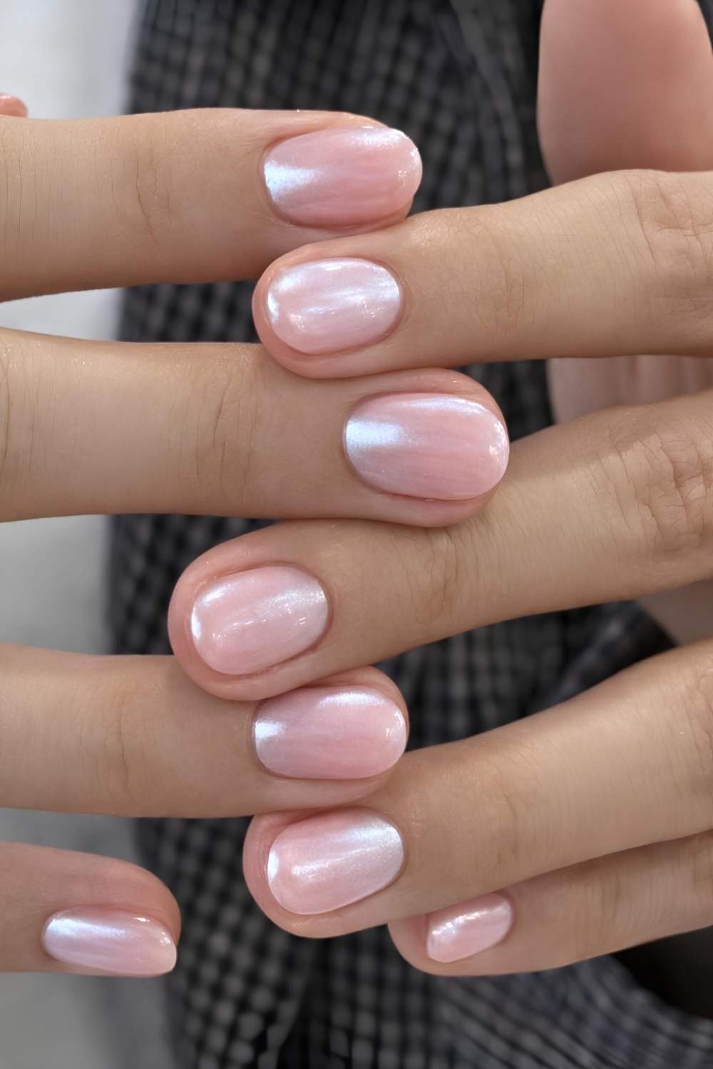 Subtle Shimmer Milky Pink Short Oval Subtle Shimmer Milky Pink Short Oval — Short Nails