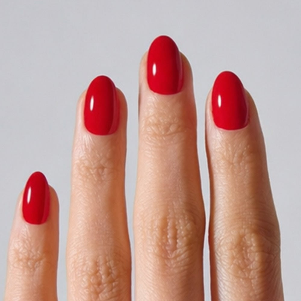 Vivid Red Glossy Short Oval Nails Vivid Red Glossy Short Oval Nails